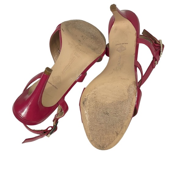 Antonio Melani Hot Pink Patent Leather Strappy Slingback Heels Sandals Sz 7.5 - Picture 7 of 10